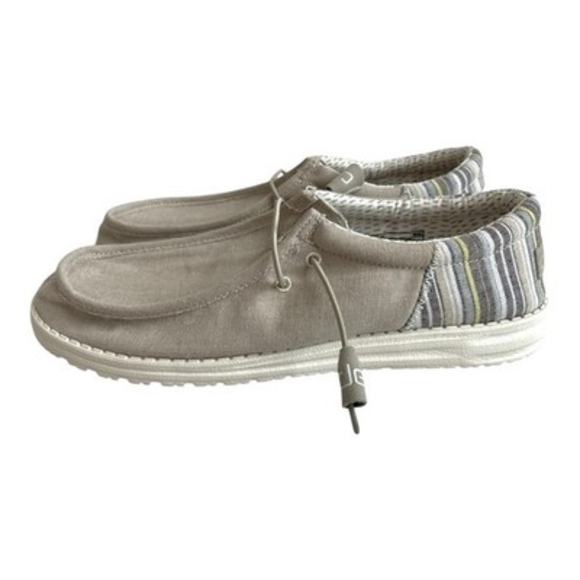 Hey Dude Wally Stretch Canvas Light Grey Casual Shoes Moccasins Men’s Size 11 main image 9